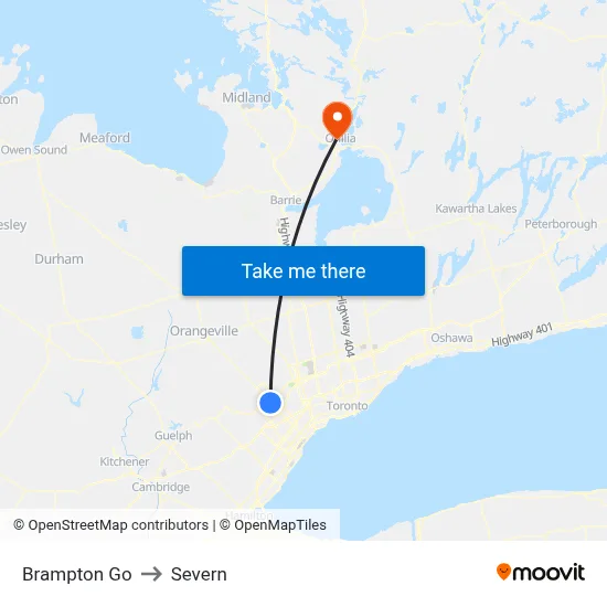 Brampton Go to Severn map