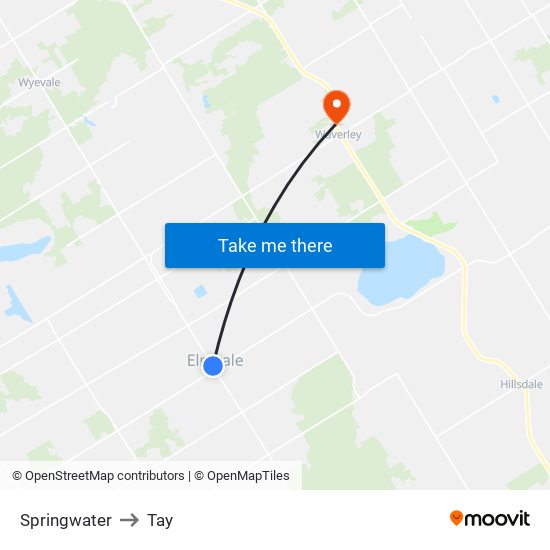 Springwater to Tay map