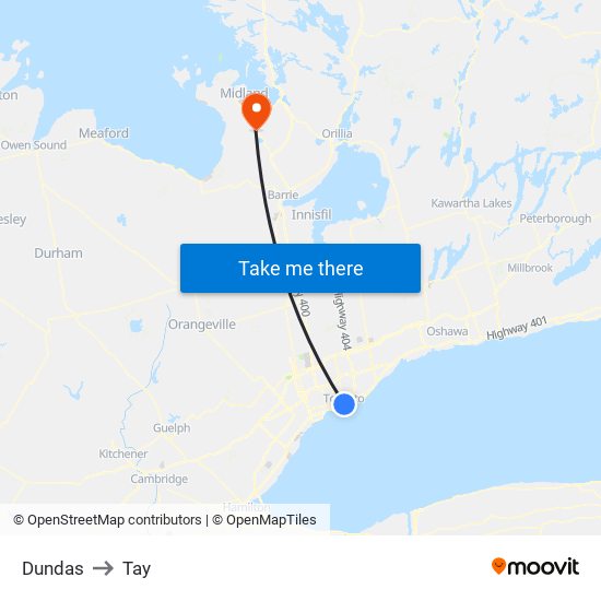 Dundas to Tay map