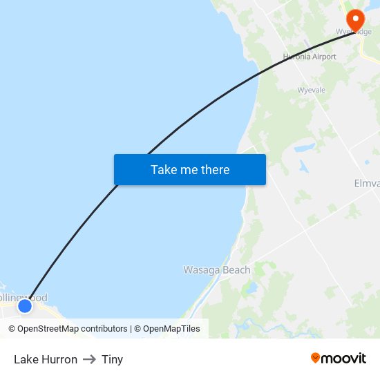 Lake Hurron to Tiny map