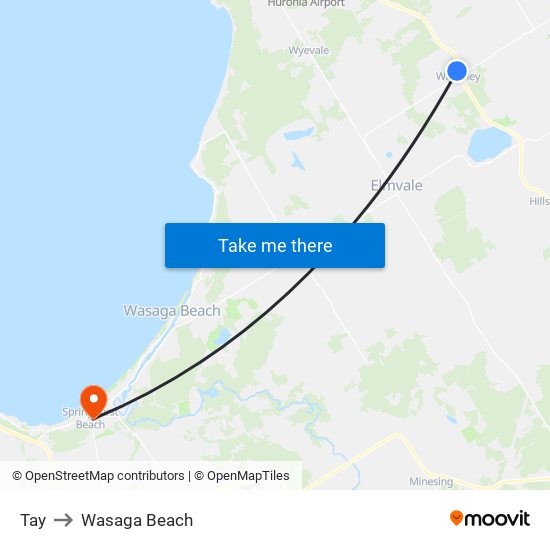 Tay to Wasaga Beach map
