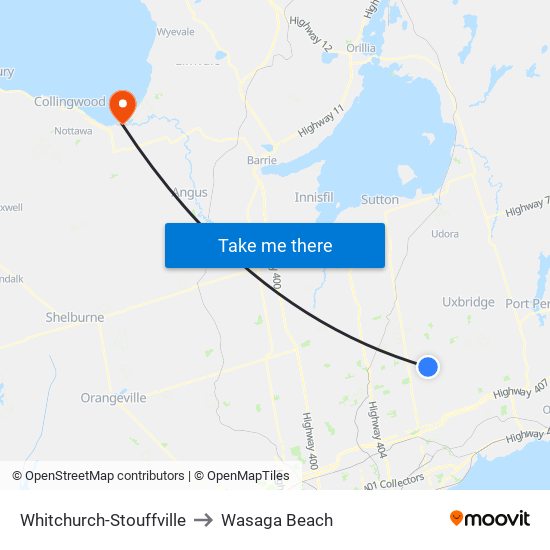 Whitchurch-Stouffville to Whitchurch-Stouffville map