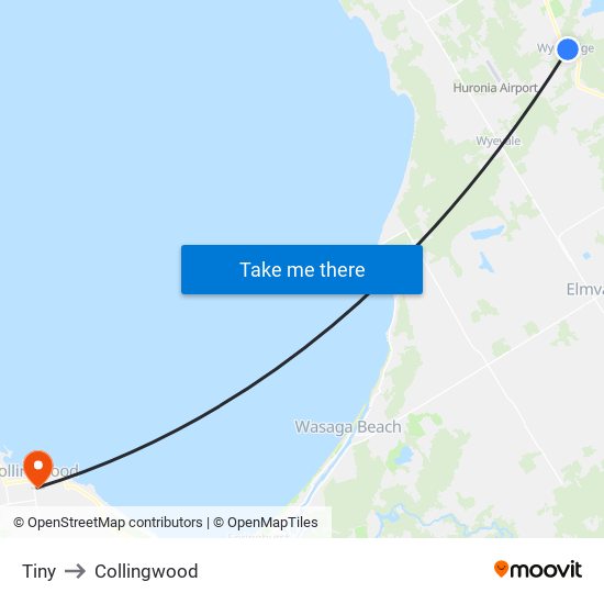 Tiny to Collingwood map