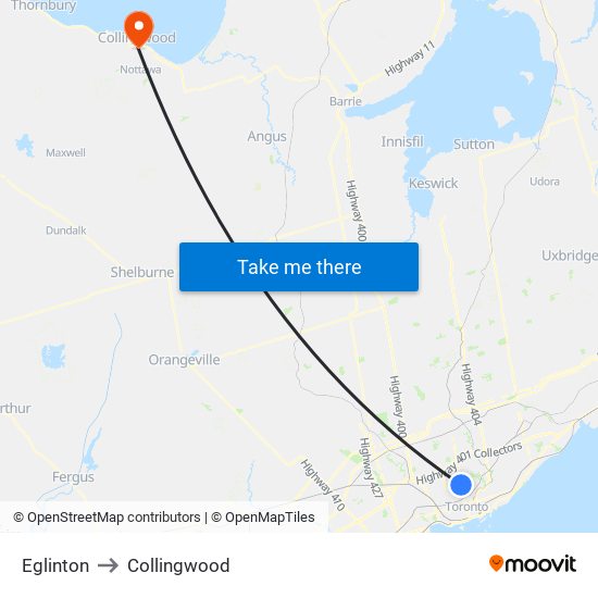 Eglinton to Collingwood map