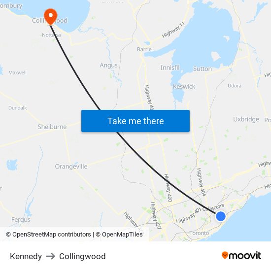 Kennedy to Collingwood map