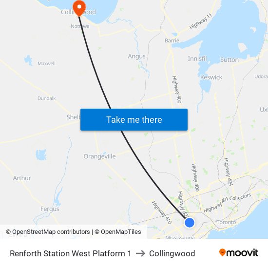 Renforth Station West Platform 1 to Collingwood map