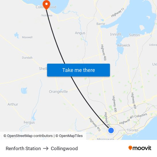 Renforth Station to Collingwood map