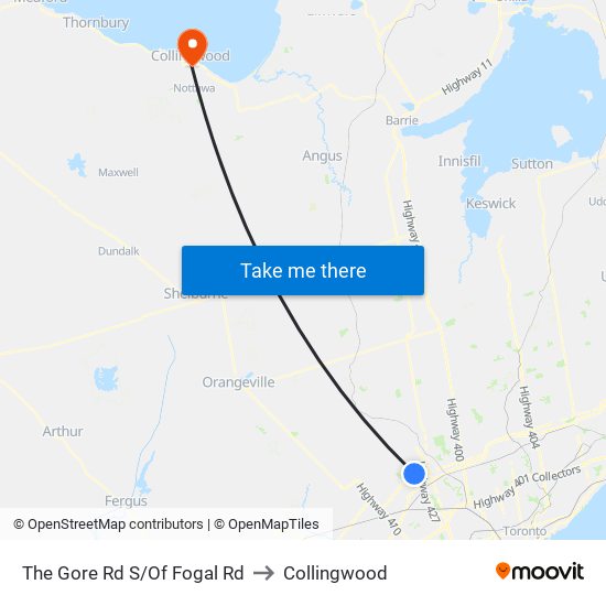 The Gore Rd S/Of Fogal Rd to Collingwood map