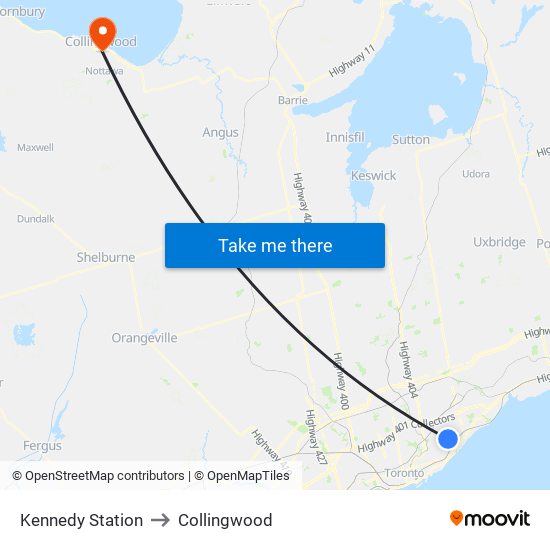 Kennedy Station to Collingwood map