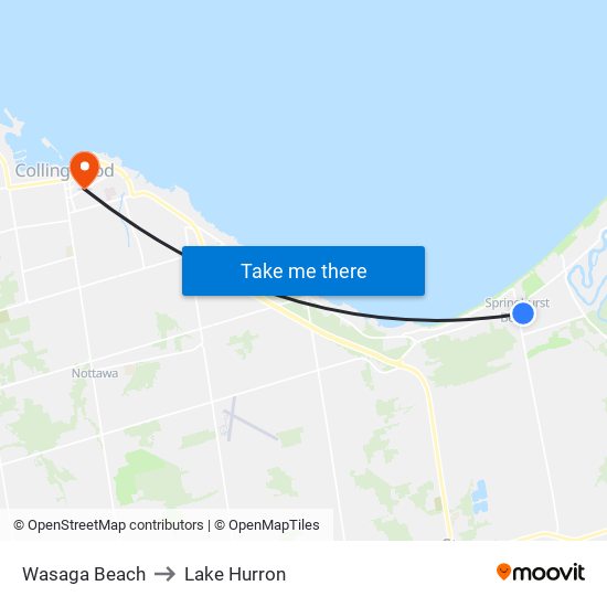 Wasaga Beach to Lake Hurron map