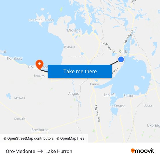 Oro-Medonte to Lake Hurron map