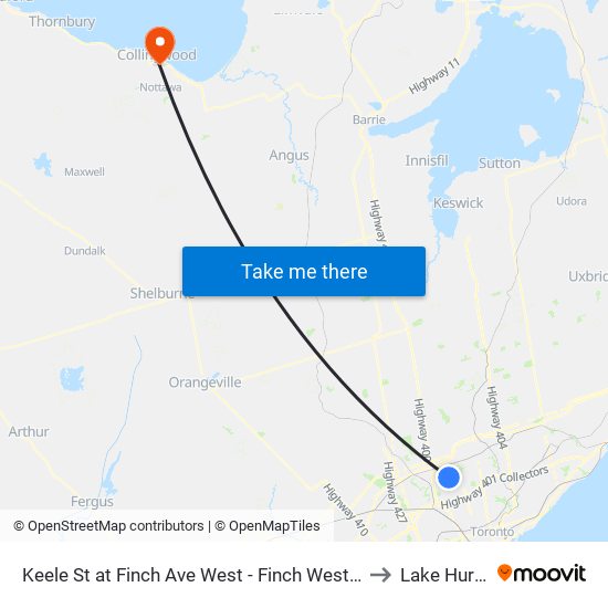 Keele St at Finch Ave West - Finch West Station to Lake Hurron map