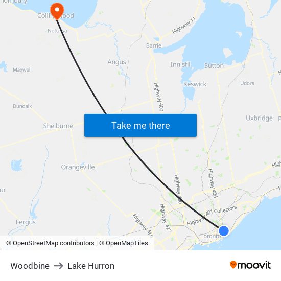 Woodbine to Lake Hurron map