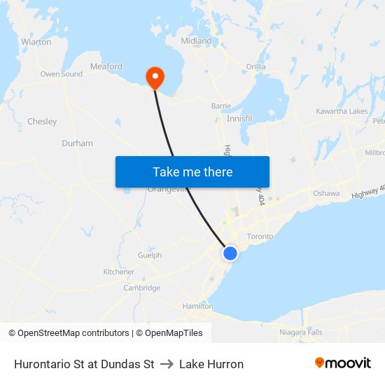 Hurontario St at Dundas St to Lake Hurron map