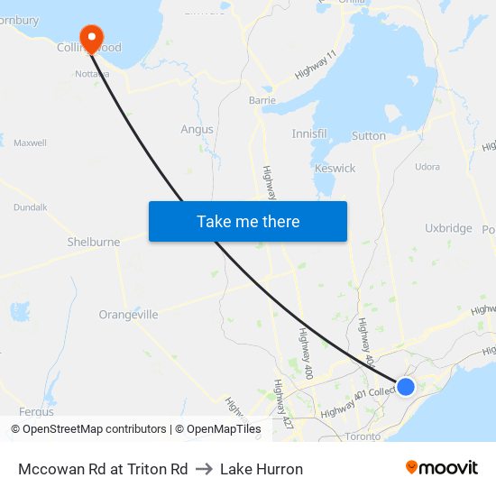 Mccowan Rd at Triton Rd to Lake Hurron map