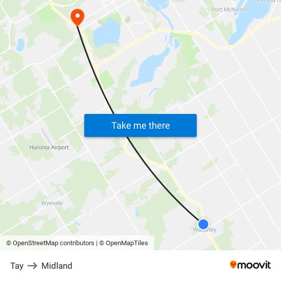 Tay to Midland map