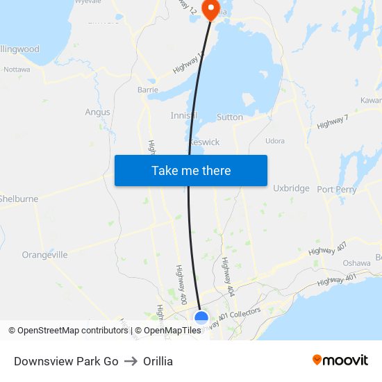 Downsview Park Go to Orillia map