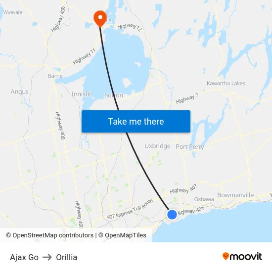Ajax Go to Orillia map