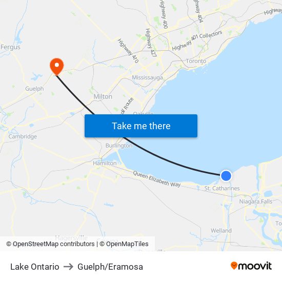 Lake Ontario to Guelph/Eramosa map