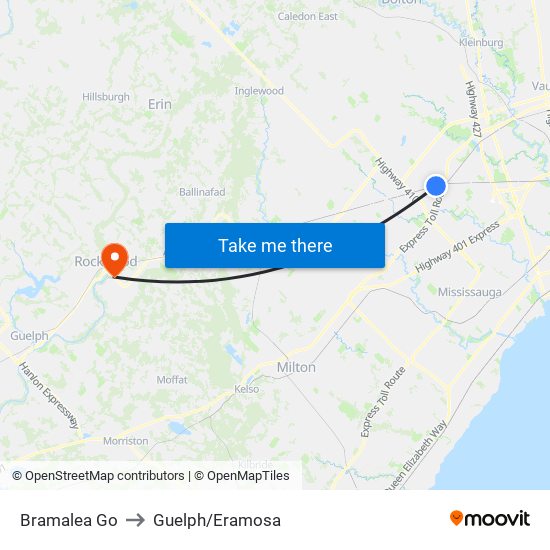 Bramalea Go to Guelph/Eramosa map
