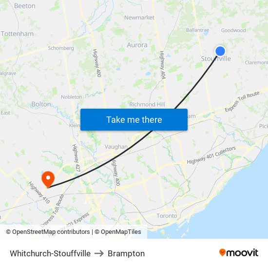Whitchurch-Stouffville to Whitchurch-Stouffville map