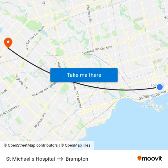 St Michael s Hospital to Brampton map