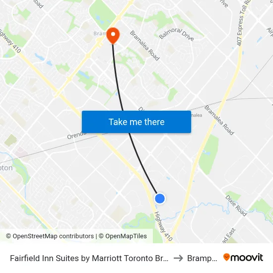 Fairfield Inn Suites by Marriott Toronto Brampton to Brampton map