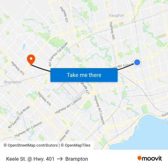 Keele St. @ Hwy. 401 to Brampton map