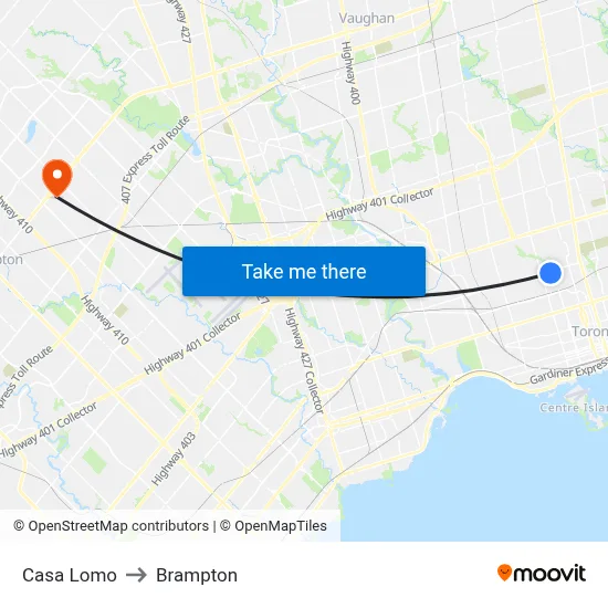 Casa Lomo to Brampton map