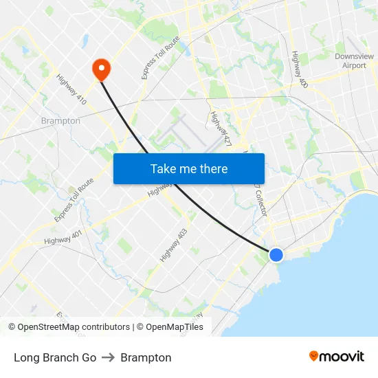 Long Branch Go to Brampton map