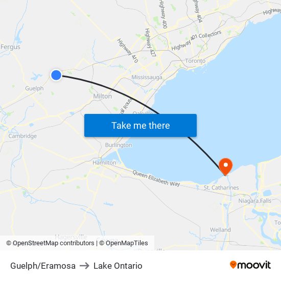 Guelph/Eramosa to Lake Ontario map