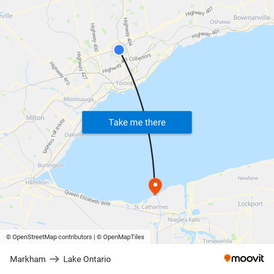 Markham to Lake Ontario map