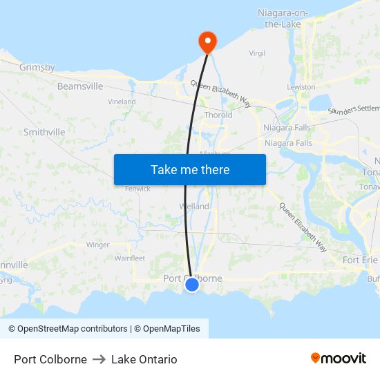 Port Colborne to Lake Ontario map