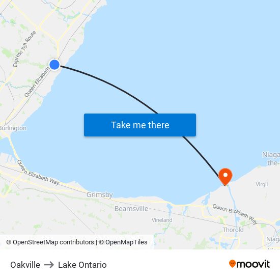 Oakville to Lake Ontario map