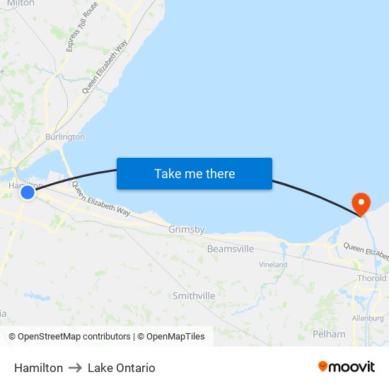 Hamilton to Lake Ontario map