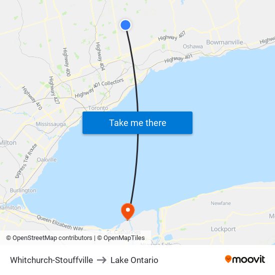 Whitchurch-Stouffville to Lake Ontario map