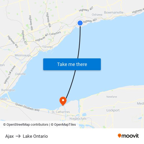 Ajax to Lake Ontario map