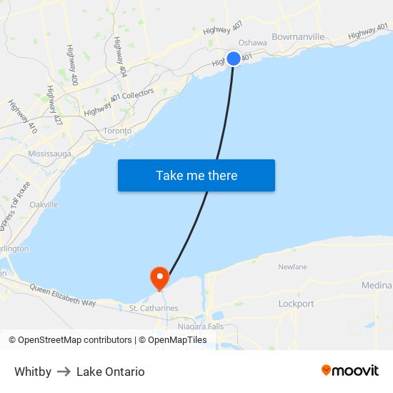 Whitby to Lake Ontario map