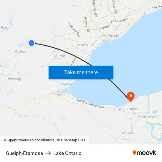 Guelph-Eramosa to Lake Ontario map