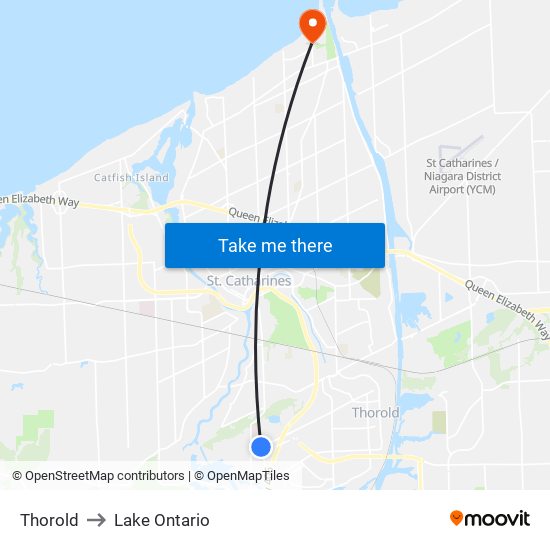 Thorold to Lake Ontario map