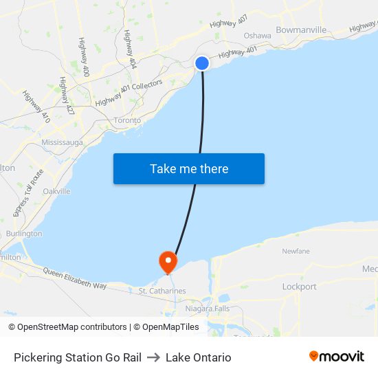 Pickering Station Go Rail to Lake Ontario map