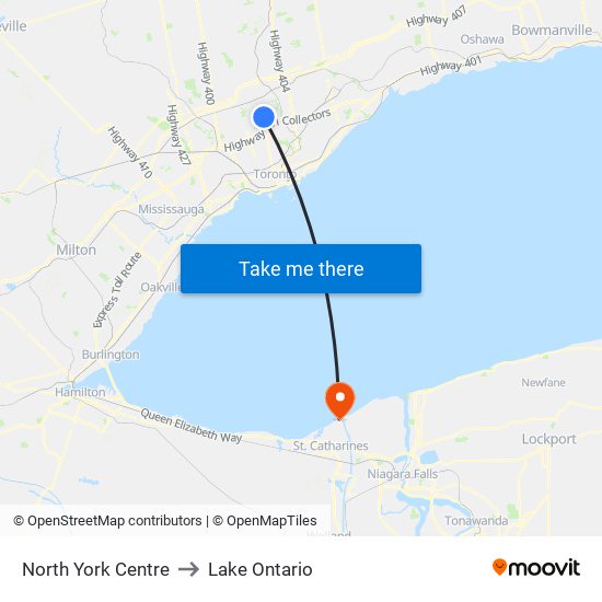 North York Centre to Lake Ontario map