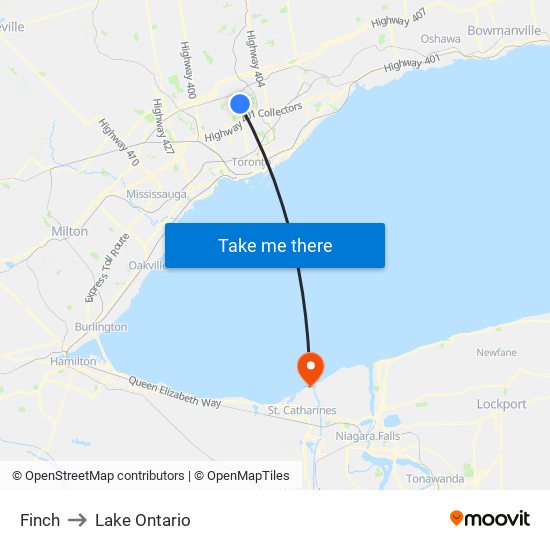 Finch to Lake Ontario map