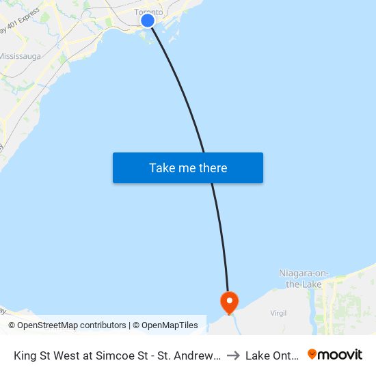 King St West at Simcoe St - St. Andrew Station to Lake Ontario map