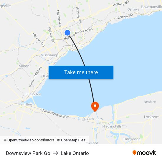 Downsview Park Go to Lake Ontario map