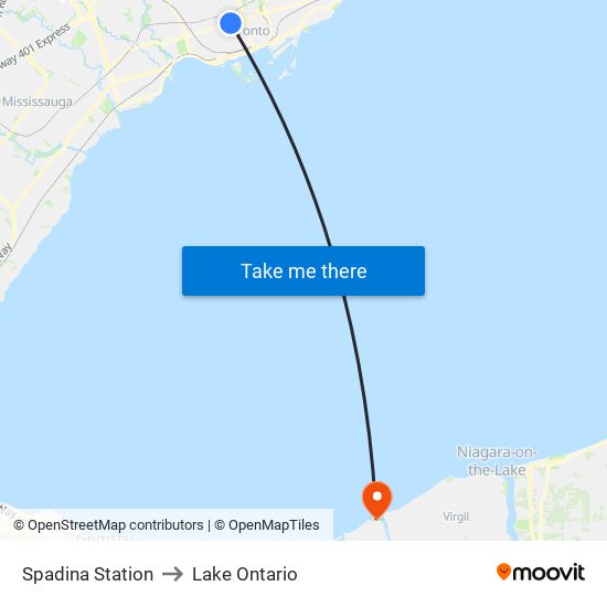 Spadina Station to Lake Ontario map