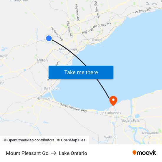Mount Pleasant Go to Lake Ontario map