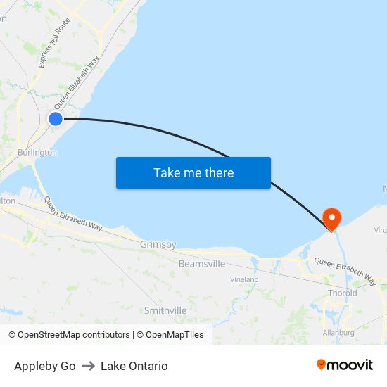 Appleby Go to Lake Ontario map