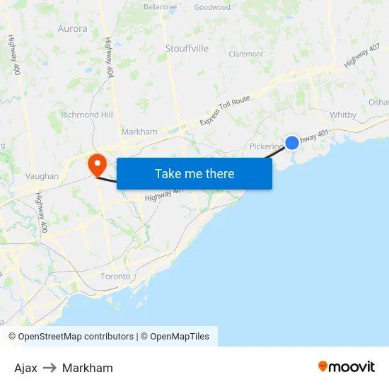 Ajax to Markham map