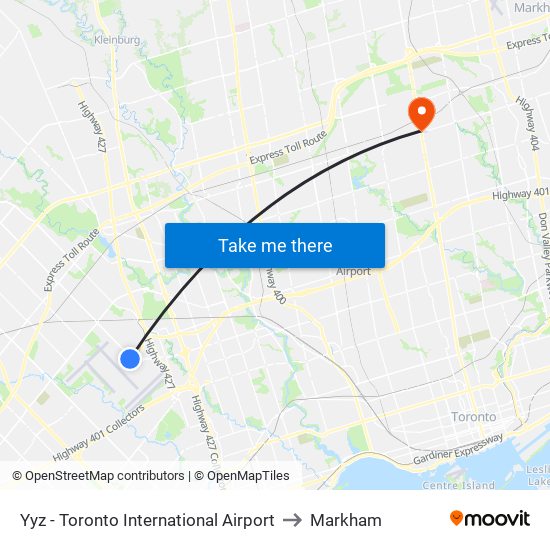 Yyz - Toronto International Airport to Markham map